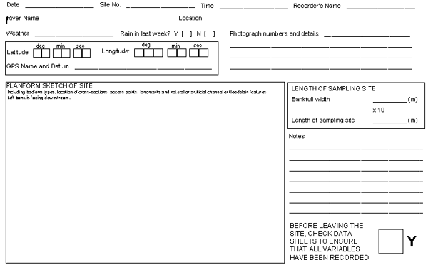 Field Data Sheet from Section 4 also avail as ADOBE/pdf and MS/Word format