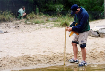 Figure 5.27 (b) Measurement of bank height using a metre ruler or metre ruler and tape measure on a wide bank.